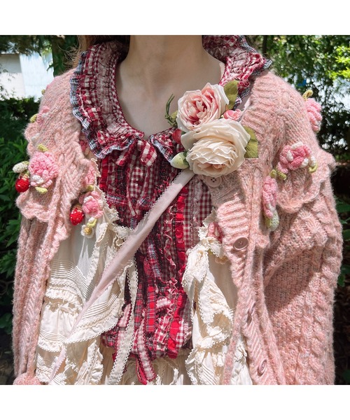 m.kページ ローズリースコサージュパープルPINKHOUSEピンクハウス m.k