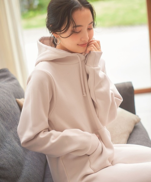 フード付裏起毛マキシ丈スウェットパーカーワンピース（ワンピース