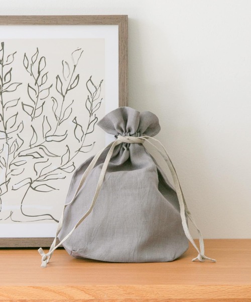 WEB限定』『別注』miiThaaii×DOORS バイカラーリネン巾着M（ポーチ