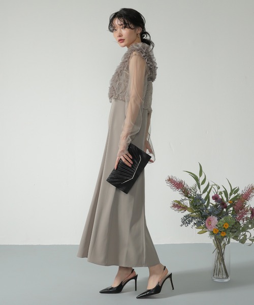 セール】チュール ボリューム フリル ベスト シアー トップス