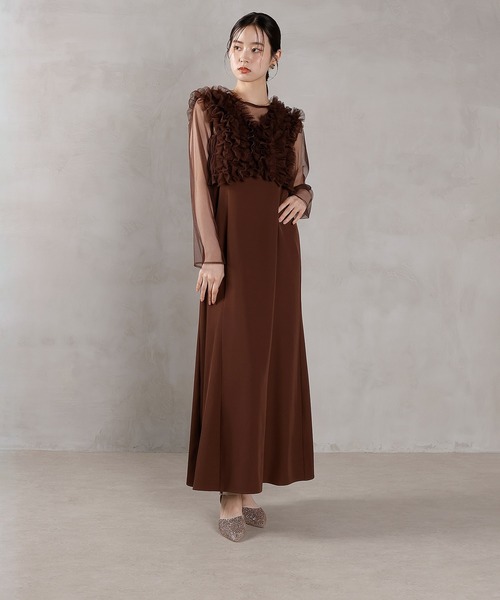 セール】チュール ボリューム フリル ベスト シアー トップス