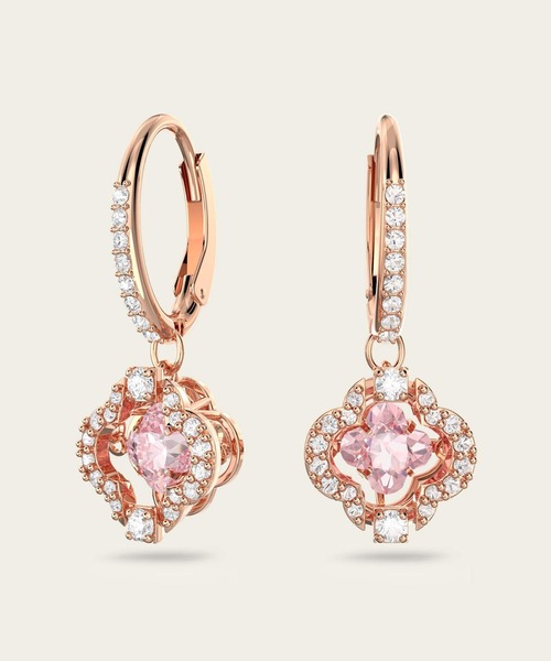公式】【スワロフスキー】Una ドロップピアス, クローバー, ピンク