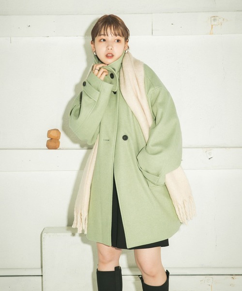 KBF スタンドカラーコクーンミドルコート 【公式通販】