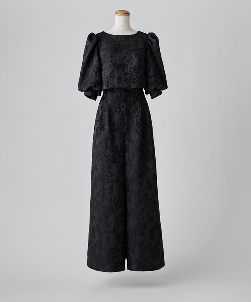 ジャガードクロップブラウス＆タックワイドパンツセットアップ（パンツ