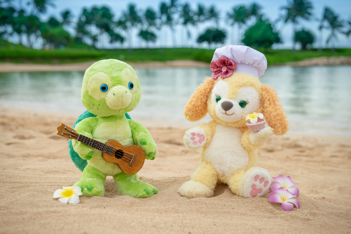 ハワイ アウラニディズニー限定ダッフィー&フレンズ木彫風置物 ハワイ