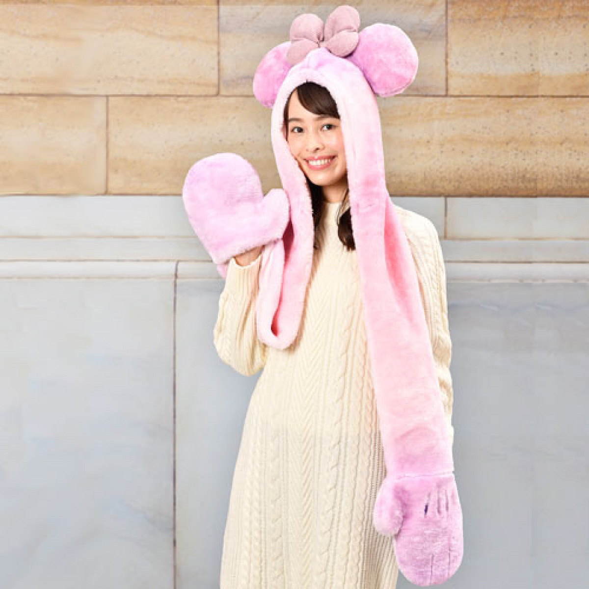 ディズニー マフラーファンキャップ ピンク セット ディズニー ファン