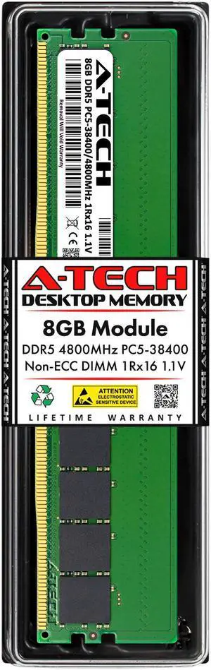 A-Tech 8GB DDR5 5600MHz DIMM PC5-44800 Non-ECC Unbuffered CL46
