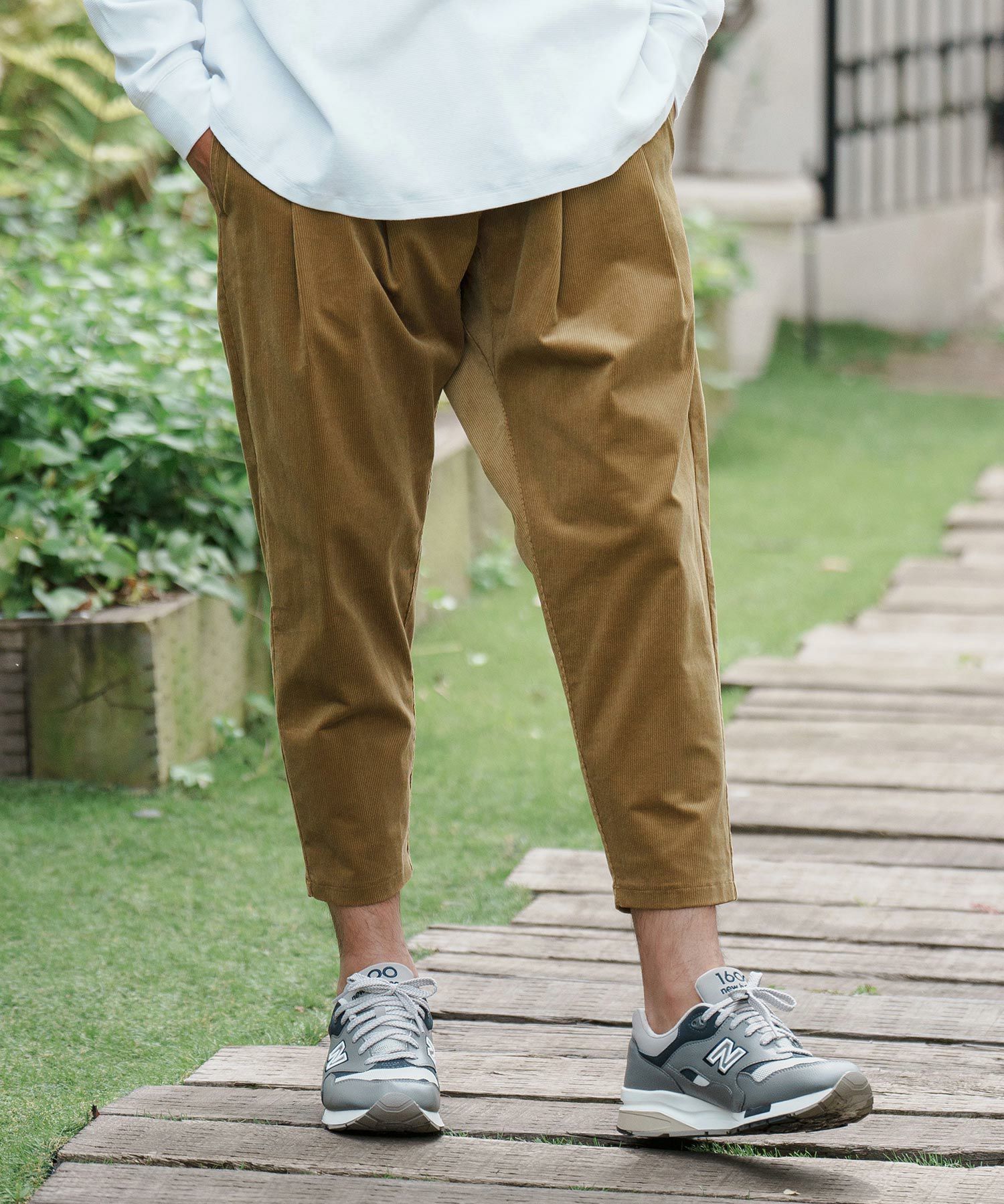 CAMBIO ベージュ コーデュロイ サルエルパンツ テーパードパンツ