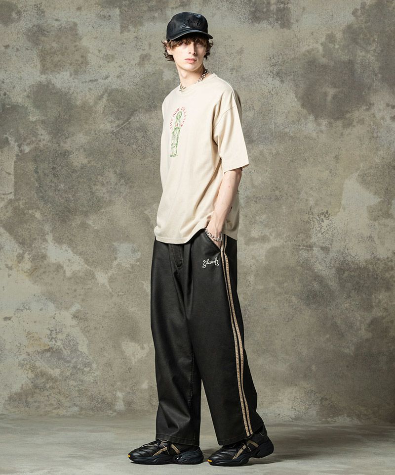 glamb(グラム)】Synth Leather Track Pants シンセレザートラック