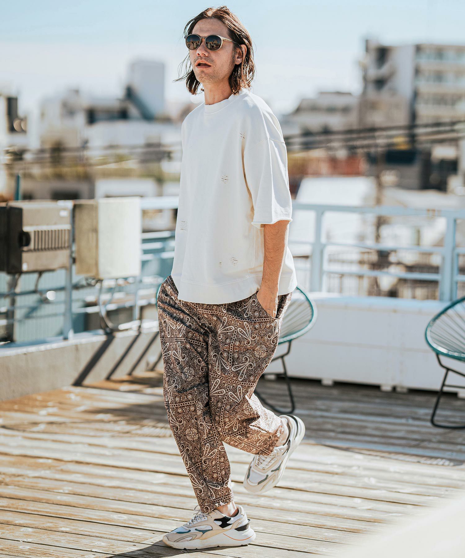 CAMBIO イージーパンツ・L△カンビオ/ペイズリー柄/テーパード/メンズ