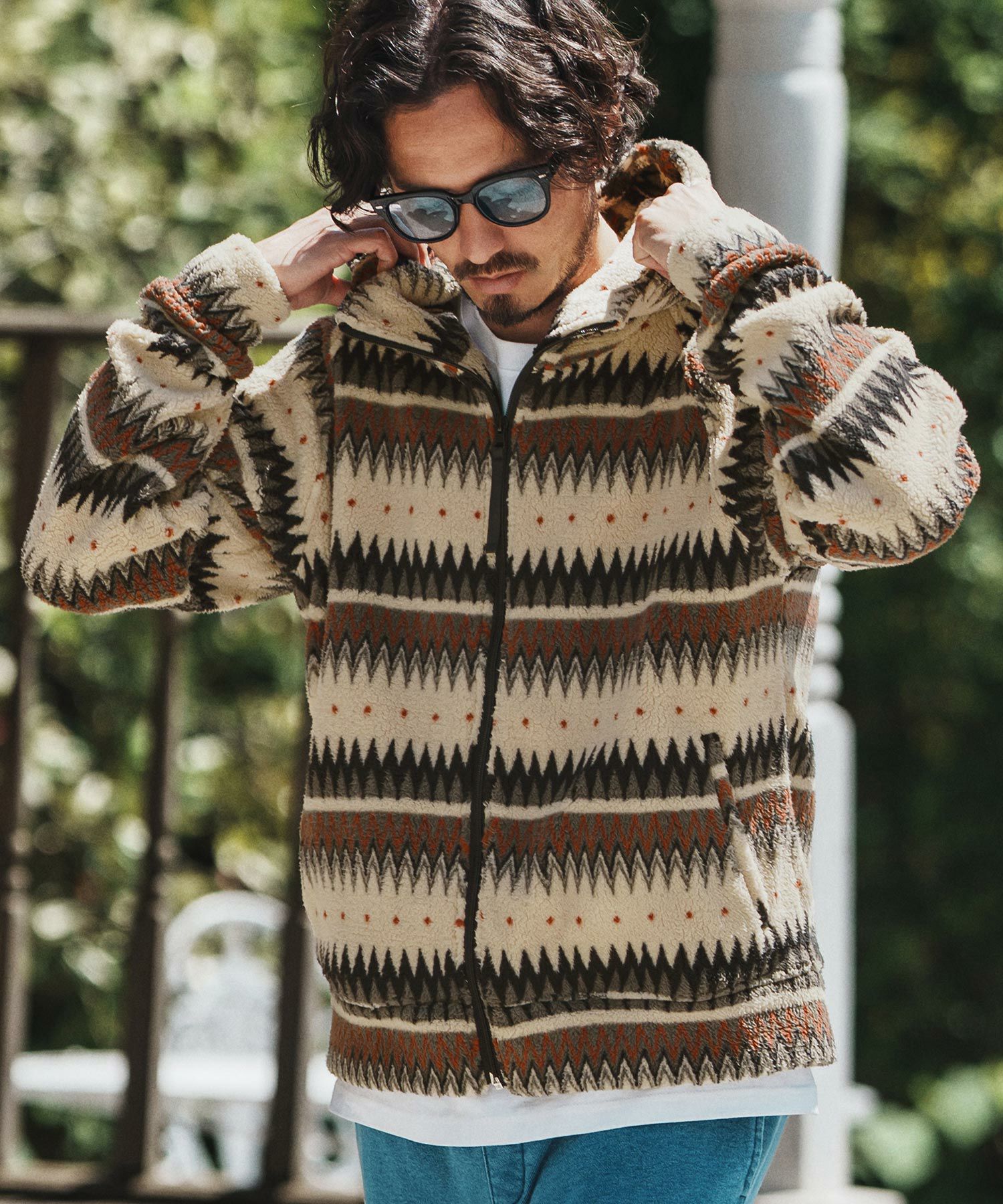 felkod(フィルコッド)】Ortega Pattern Fleece Parka フリースパーカー