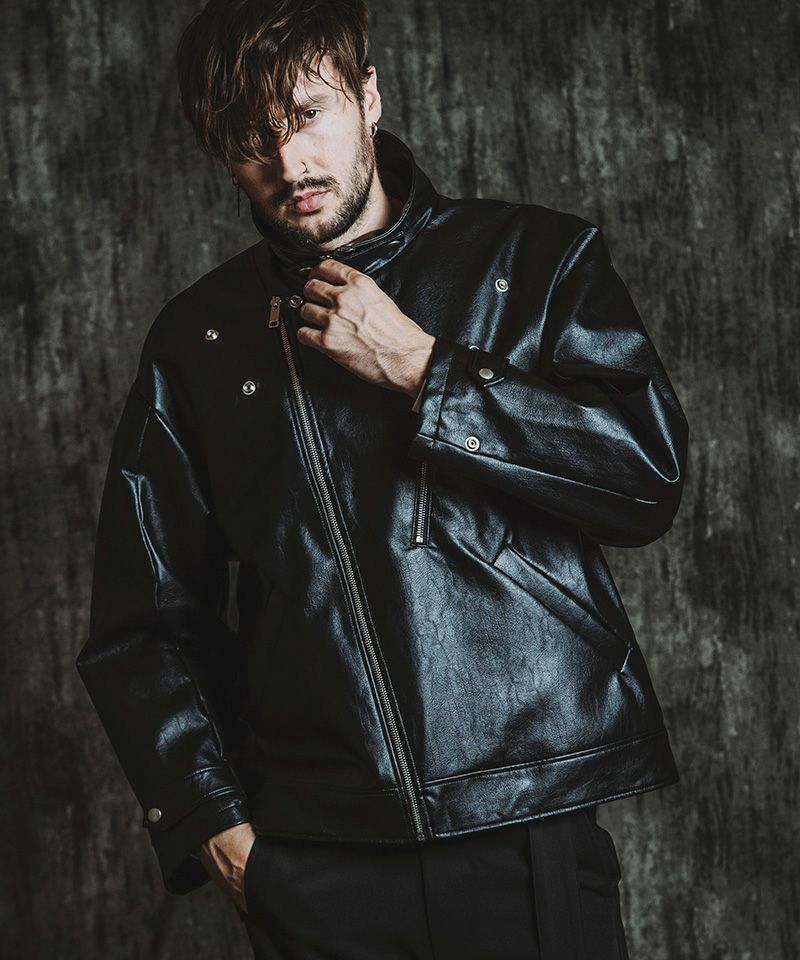 30%OFF【NO ID.(ノーアイディー)】 ｼﾝｾﾃｨｯｸﾚｻﾞｰBIGﾗｲﾀﾞｰｽJKT