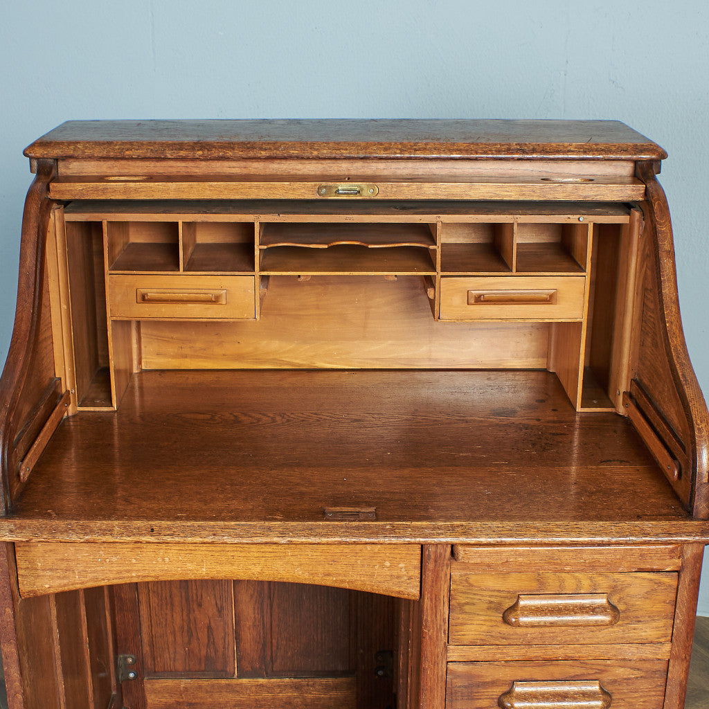 アンティーク 家具 ロールトップデスク 蛇腹机