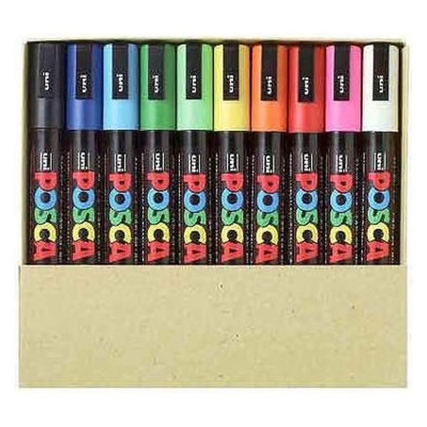 ポスカ 中字 10色セット×5箱 PC5MT10C 水性マーカー 三菱鉛筆 uni