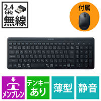 ワイヤレスキーボード マウスセット 静音 無線 2.4GHz 薄型 テンキー付