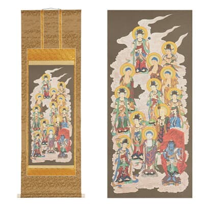 真作/大保祥雲/真言十三佛/美品/桐共箱付/布袋屋掛軸HD-923 真作/大保