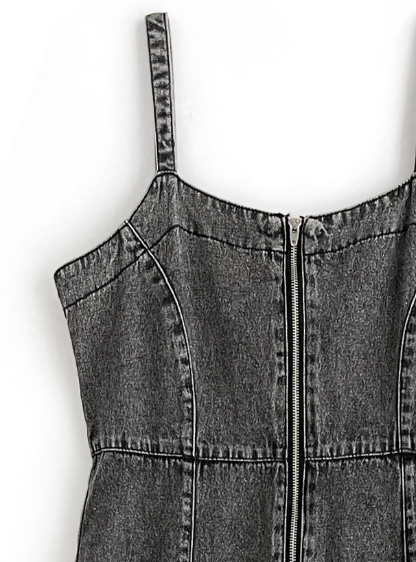 ハーフジップフレアデニムキャミワンピース[on237] | レディース