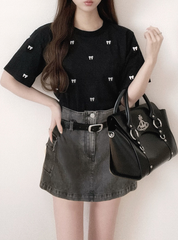 リボン刺繍Tシャツ[tu1165] | レディースファッション通販のグレイル