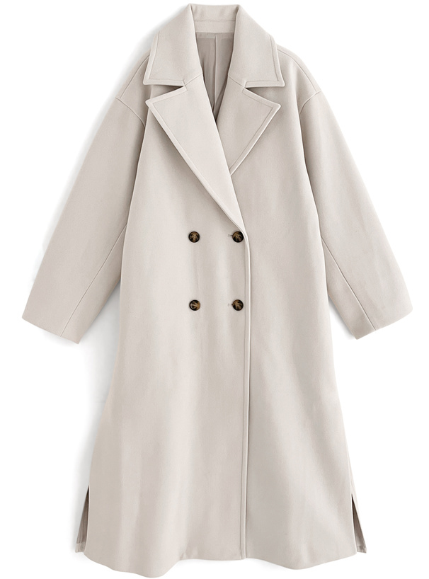 サイドスリットダブルボタンチェスターコート[ze759] | レディース
