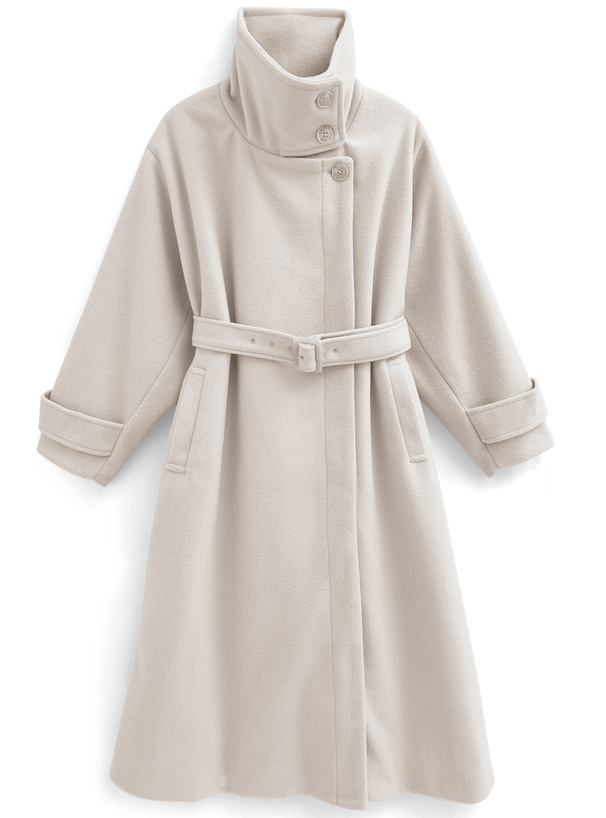 2Wayベルト付きスタンドカラーロングコート[ze840] | レディース