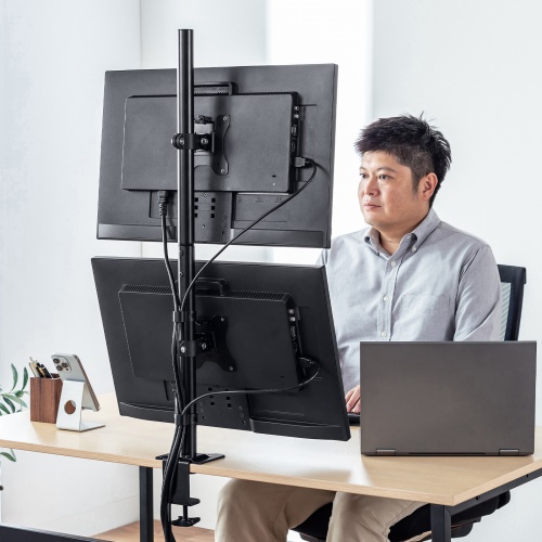 モニターアーム（2画面・デュアル・上下設置・縦2枚・32インチまで・耐