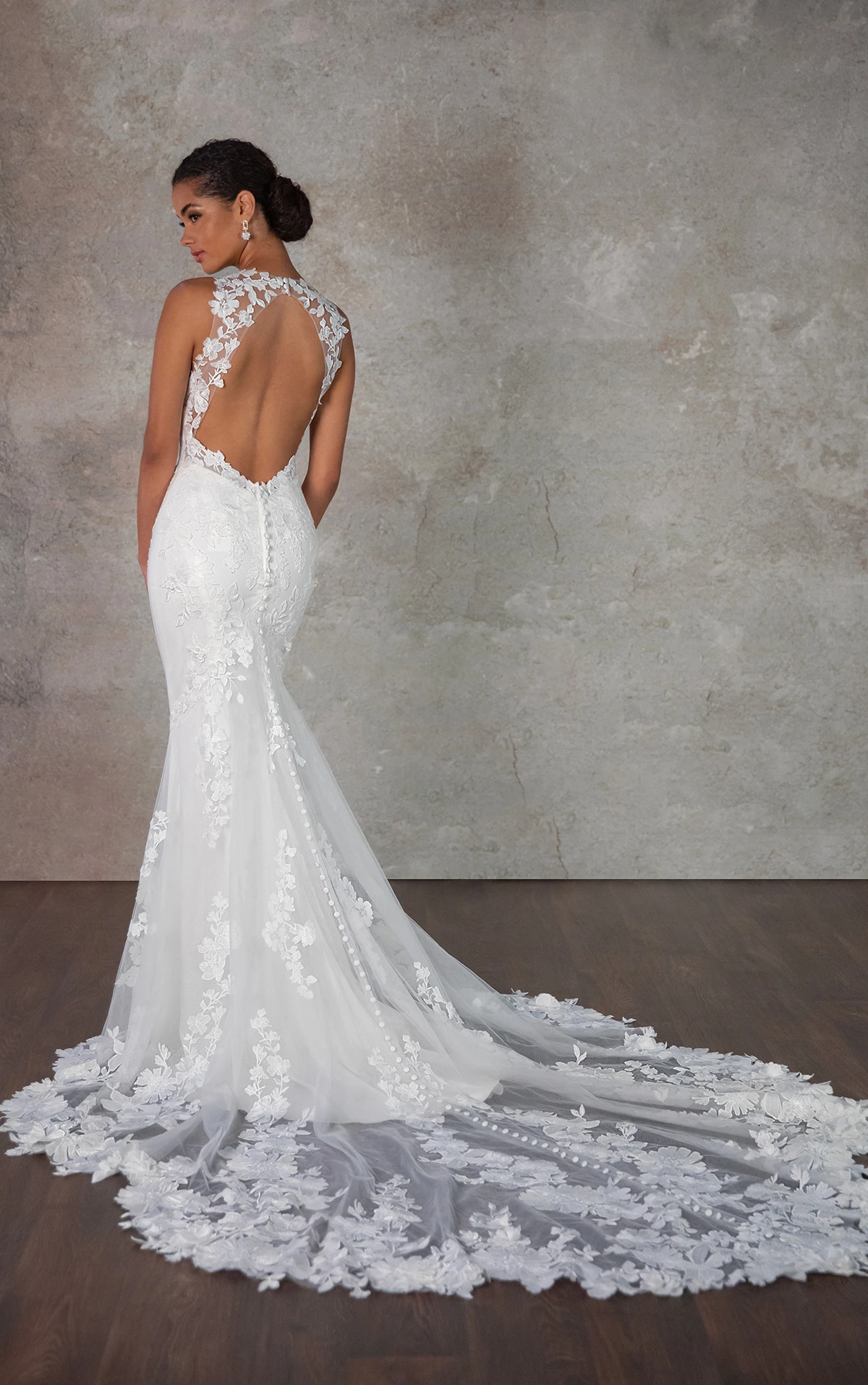 Sensual Lace Fit-and-Flare Wedding Gown with Illusion Neckline