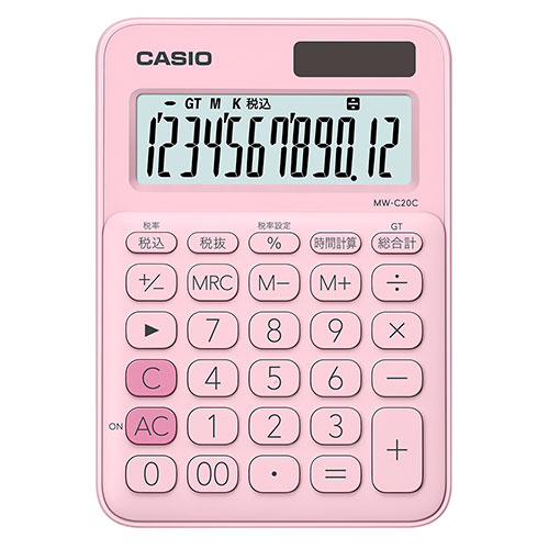 カシオ（CASIO） カラフル電卓 MW-C20C-PK-N ペールピンク｜【ハンズ