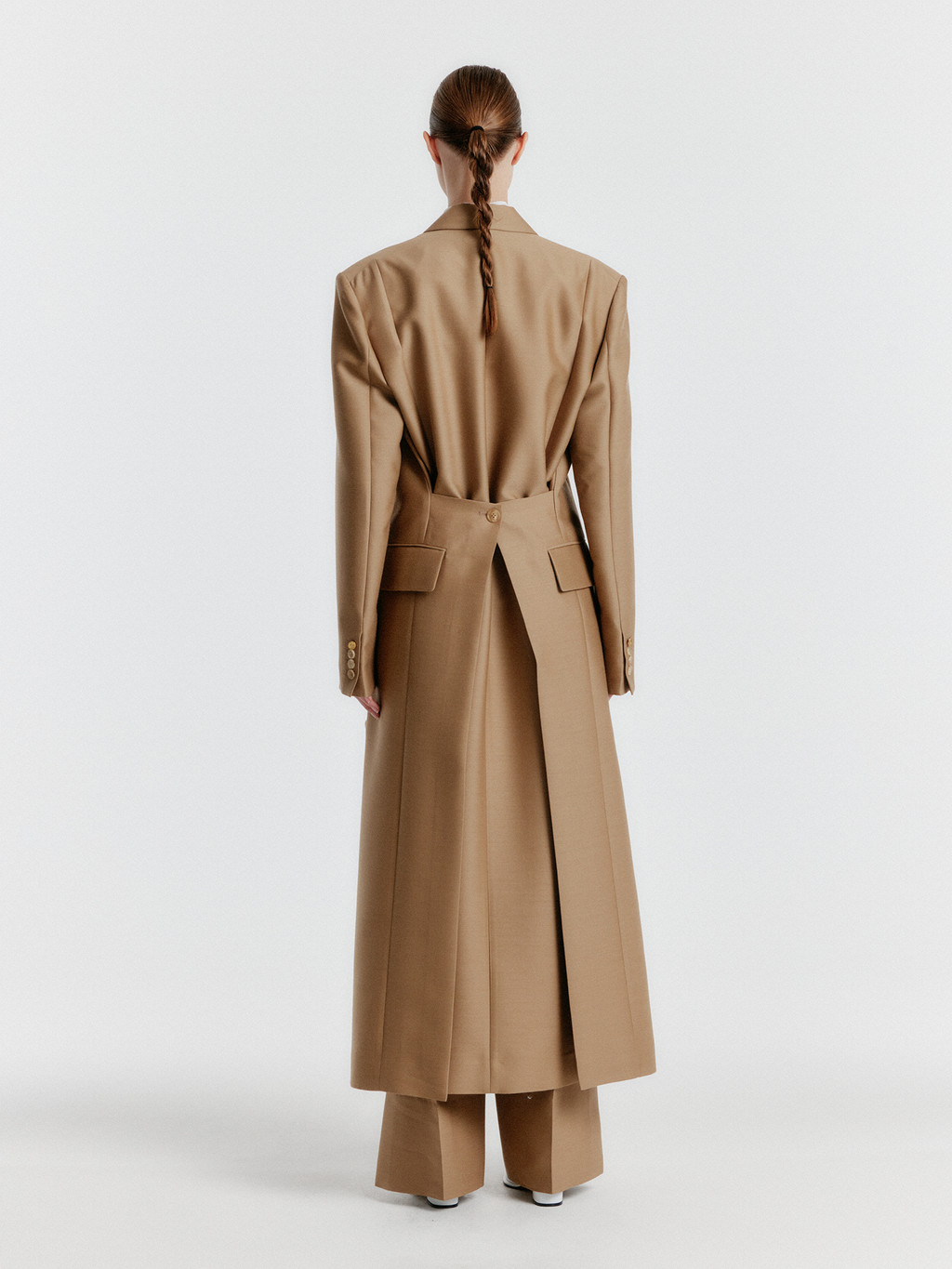 CLANE OVER SHOULDER PEAKED LAPEL COAT