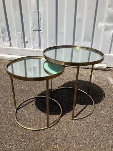 ZARA HOME ミラー ゴールドネストテーブル ※小さい方のテーブルのみ