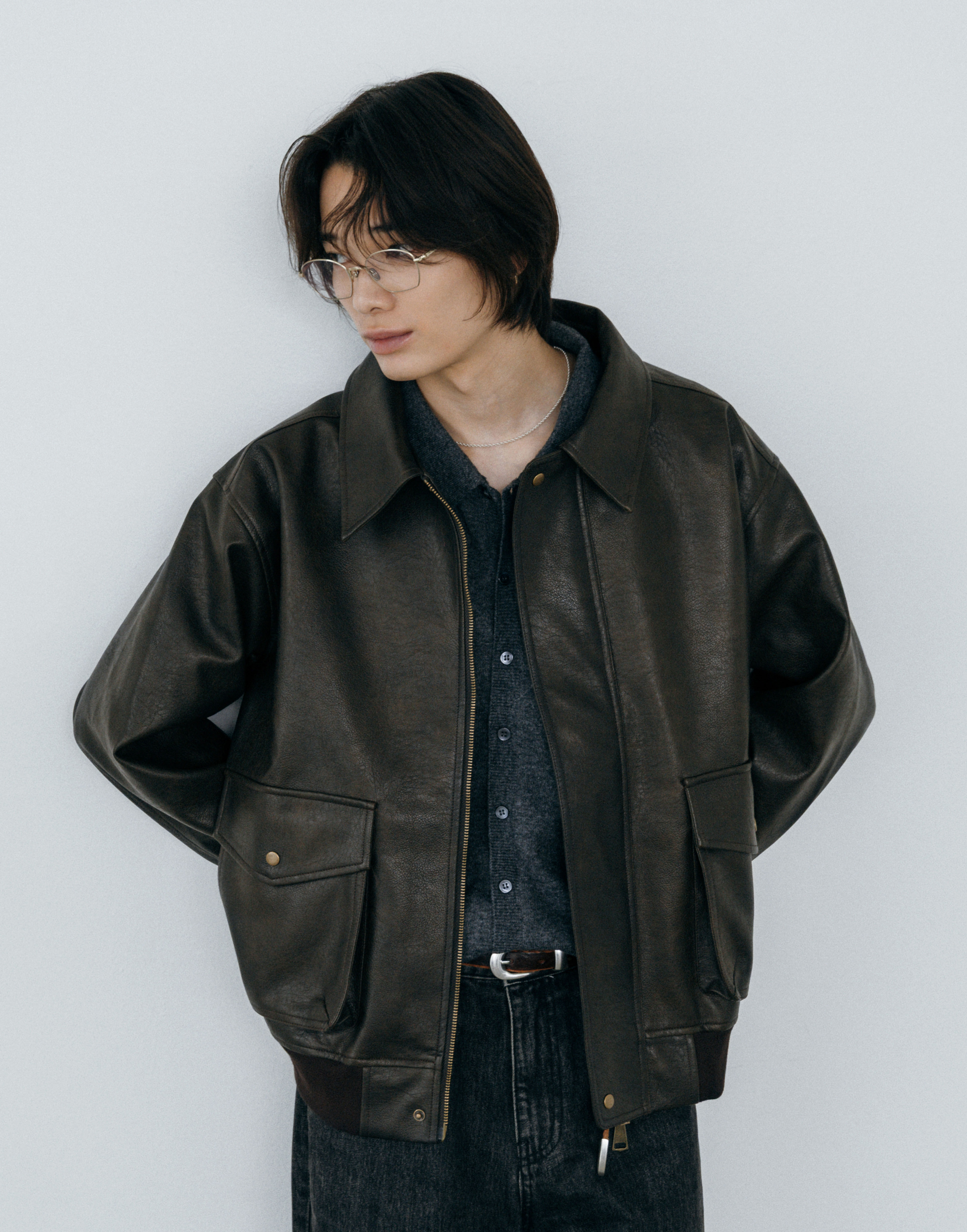 ORIGINAL) レザーライクボンバージャケット | ファッション通販サイト NUGU