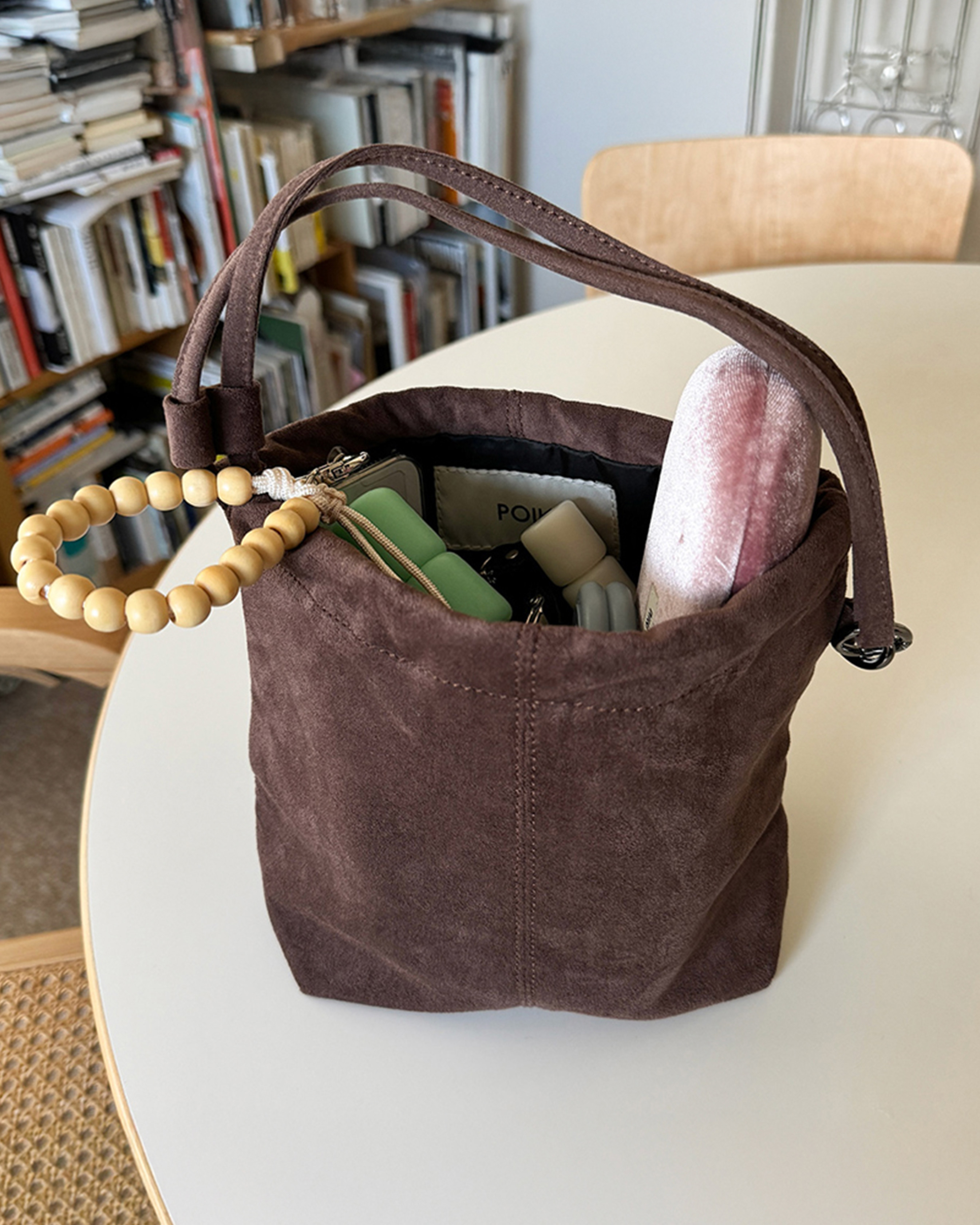 2回再販](ORIGINAL) ソフトドローストリングショルダーバッグ (brown