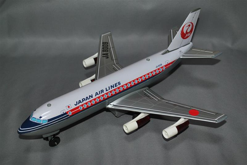 野村トーイ、ブリキ製、電動走行ダグラスDC-8 日本航空 ｜覆面えるの