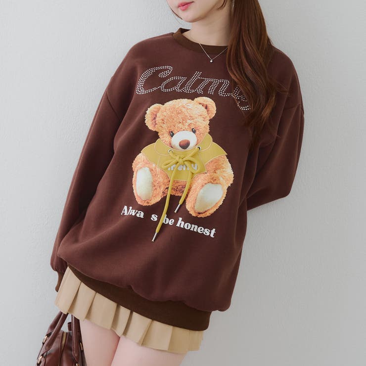 キラキラロゴクマ裏起毛プルオーバー[品番：NCLW0016854]｜NICE CLAUP