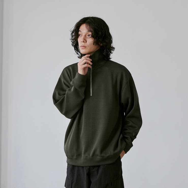 RIB TECHシリーズ】Wフェイスハーフジップスウェット[品番