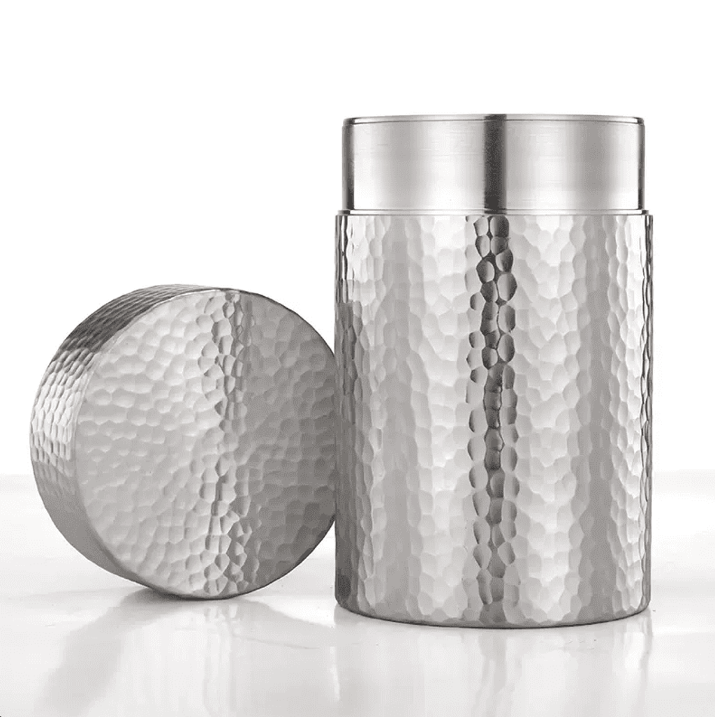 古錫 茶葉罐 乾茂自造 「錫製光面無紋茶心壺」 茶筒 茶入 茶壷 茶道具