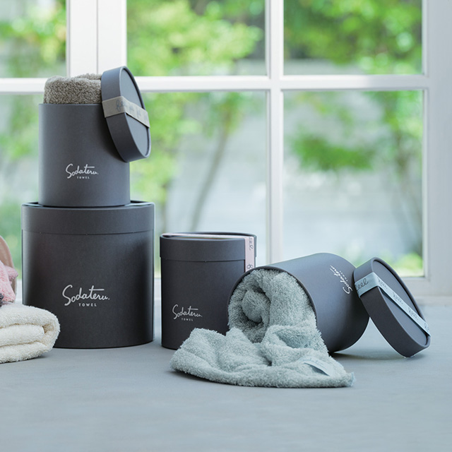 育てるタオルのバス・フェイスタオルセット ブルー×カーキ｜お祝い