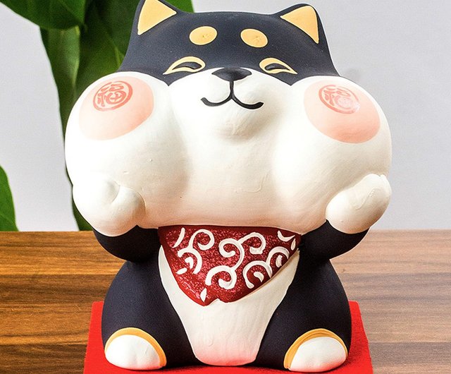 日本輸入龍と虎陶器粘土手描きかわいい柴犬犬貯金箱セラミック装飾品