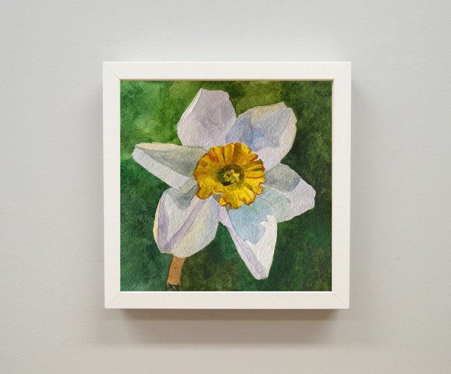 ロシア 咲く水仙オリジナル絵画水彩画アート植物アートワーク壁アート