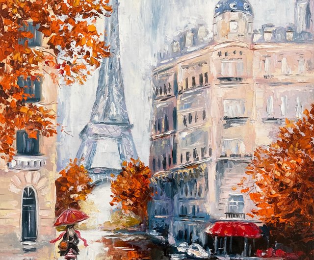 油絵原画『冬のParis』一点物フランス作品超希少❣️