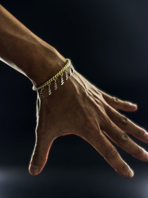 淺野屋健一のシルバーアクセサリー。しめ縄ブレスレット細 紙垂8枚