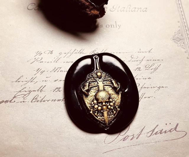 古代ギリシャ 石製 大玉印章『歩く鳥とラテン文字』ドーム型シール