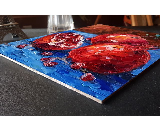 ロシア ザクロの油絵フルーツオリジナルアート静物キャンバス掛け絵