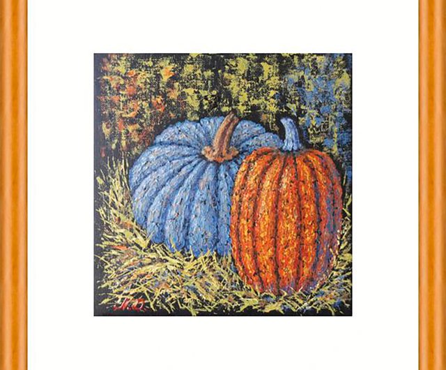 油絵 菅家令子 絵 絵画インテリア 額付(黒) uF6-030114 かぼちゃ 油絵