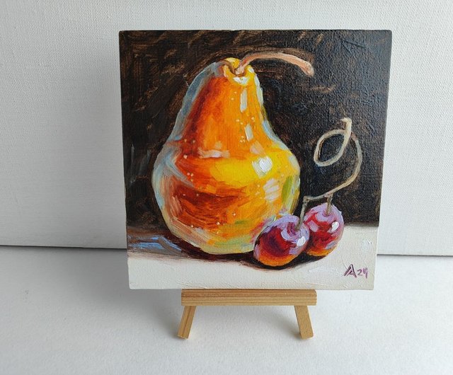 絵画 インテリア 額付(黒) 油絵 uF6-061703 静物 フルーツ グラス 絵画