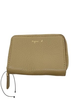 新品未使用】アニエスベー かぶせ折財布 ピンクベージュ agnes b.の