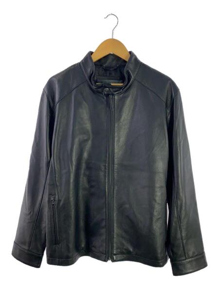 Eddie Bauer ブラック レザー シングルライダースジャケット 羊革