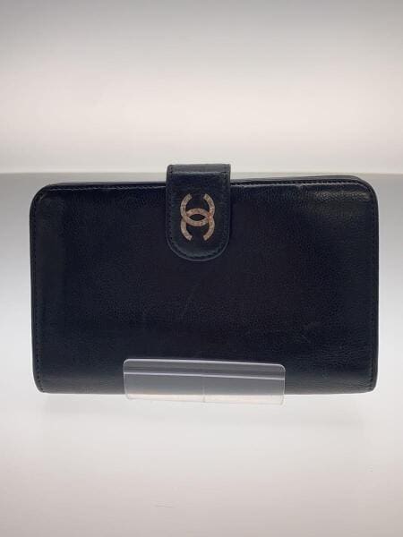 CHANEL シャネル メンズ 二つ折り財布 ブラック レザー CHANEL