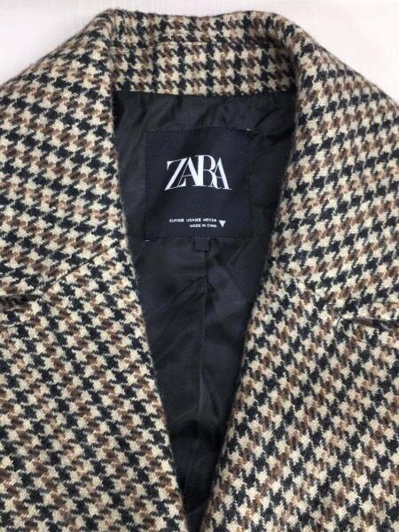 ZARA(ザラ) / 千鳥柄チェスターコート/XS/ウール/BRW/千鳥格子 | 古着