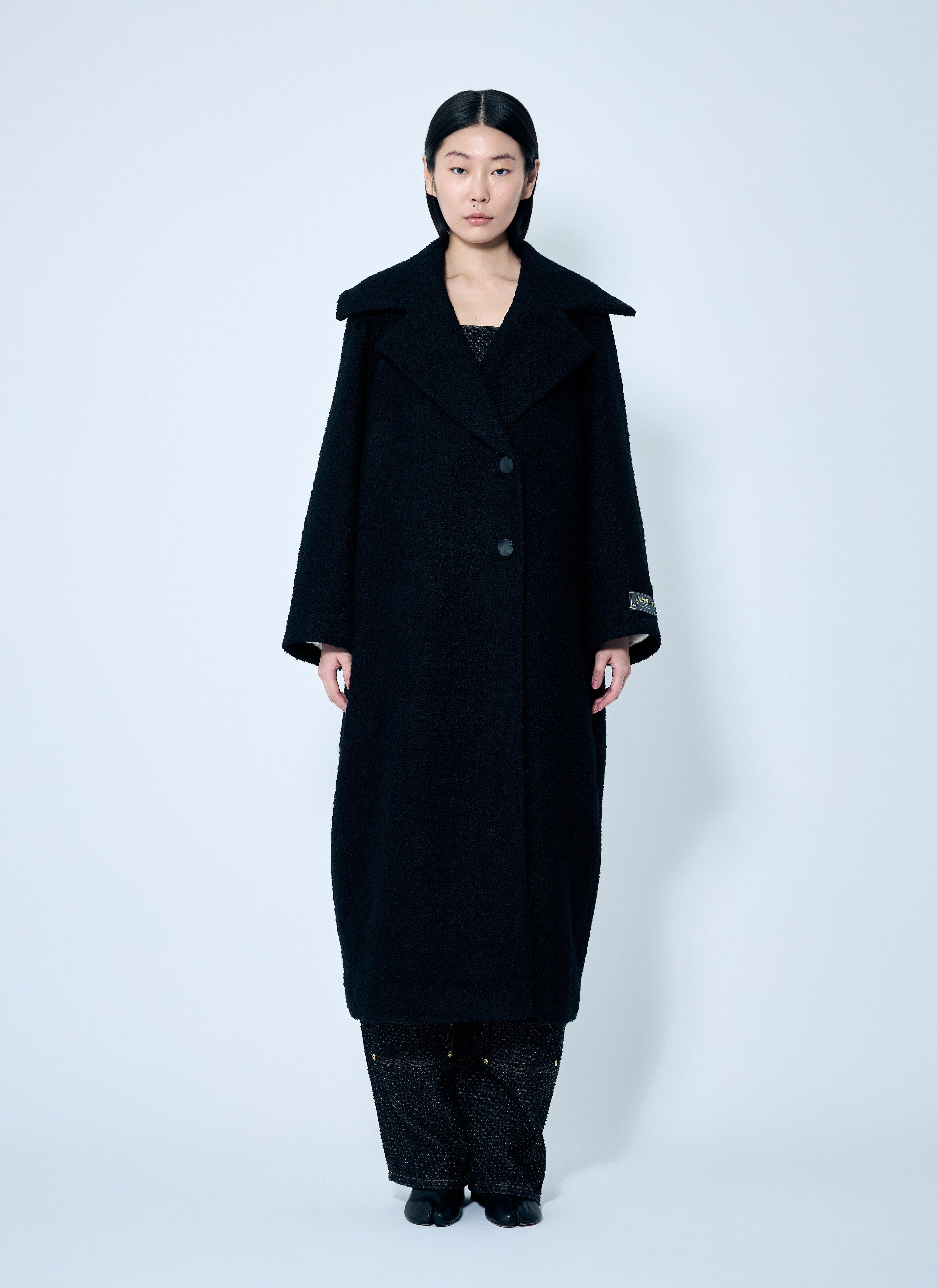 Recycled Wool Ganni Boucle Wool Wrap Coat Recycled Wool Blend