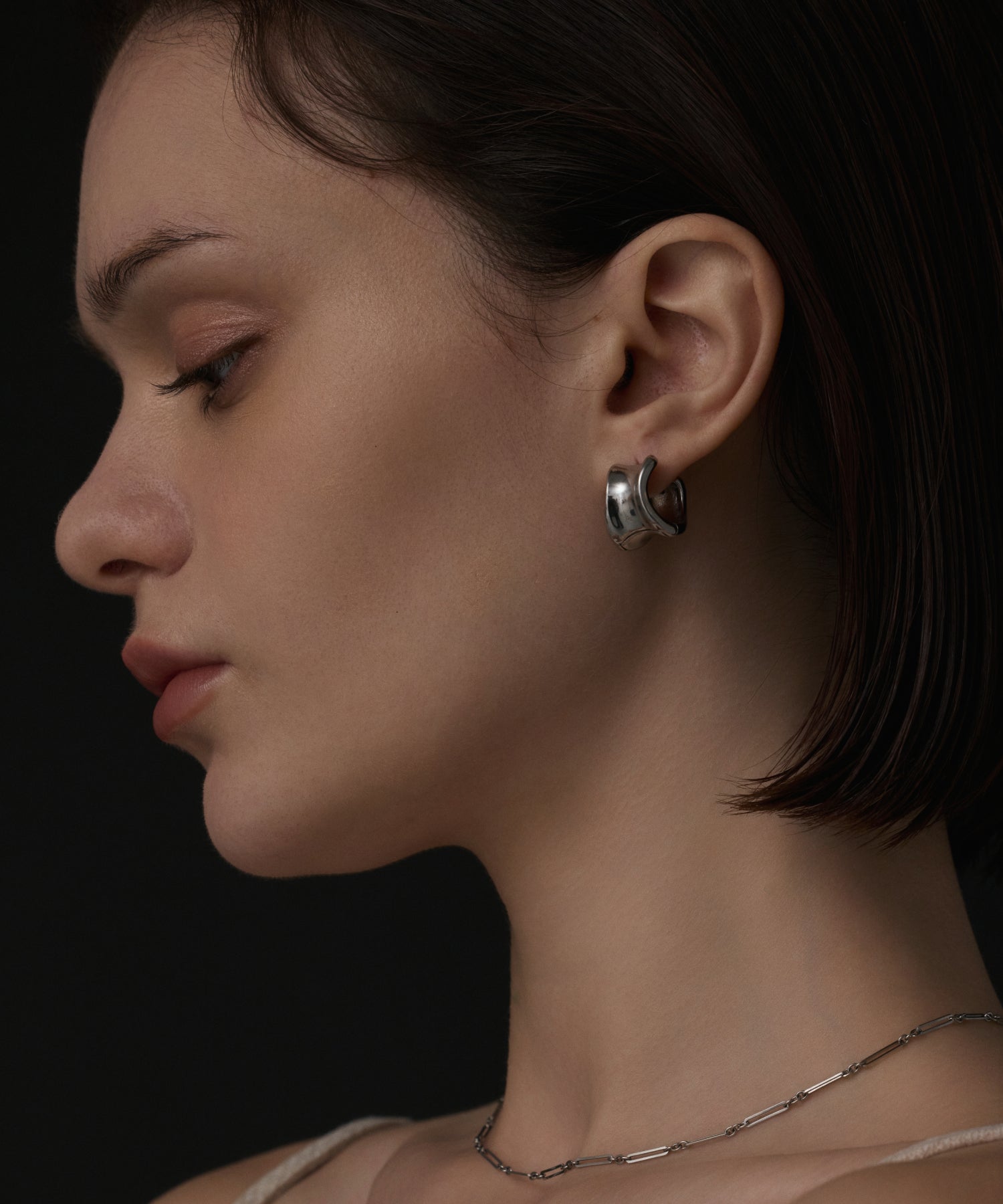 シルバー]ボリュームカーブピアス